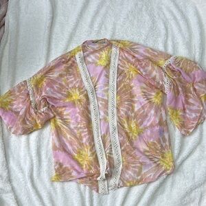 Steve Madden Boxy Pink and Gold Swim Coverup